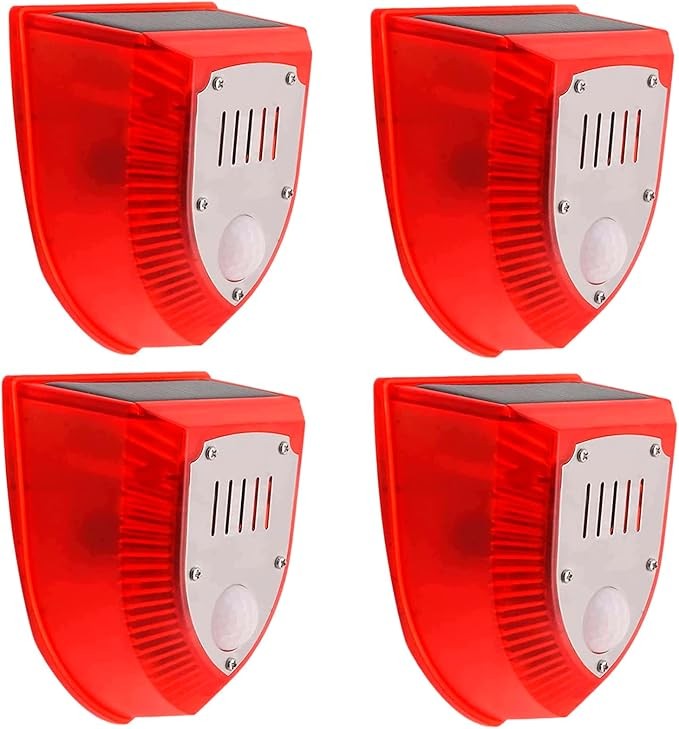 1-4pcs Outdoor Solar Motion Sensor Alarm Lamp Gunshot Sounds & Dog Barking Sound