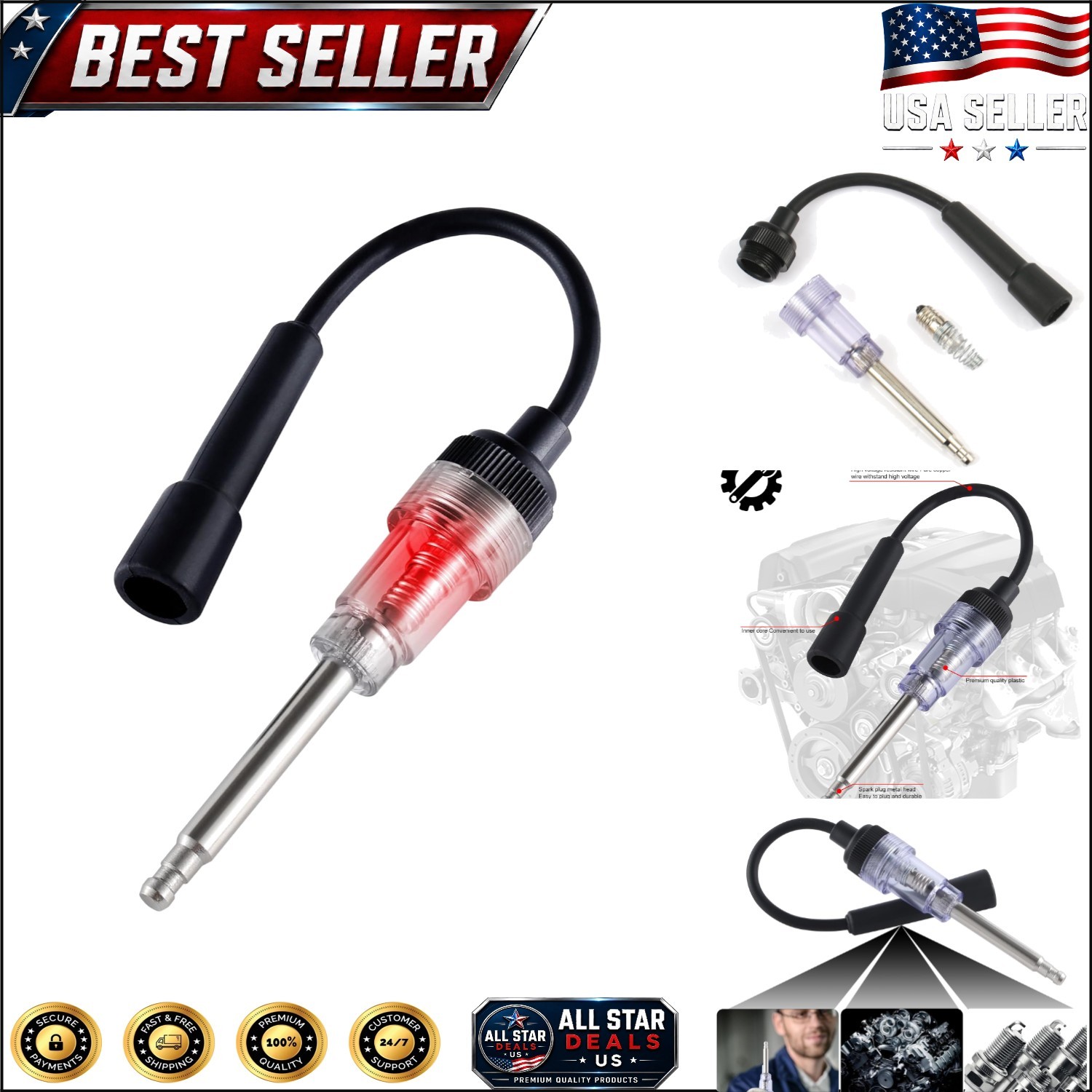 Durable Inline Engine Diagnostic Tool - Spark Plug Tester for Mechanics & DIYers
