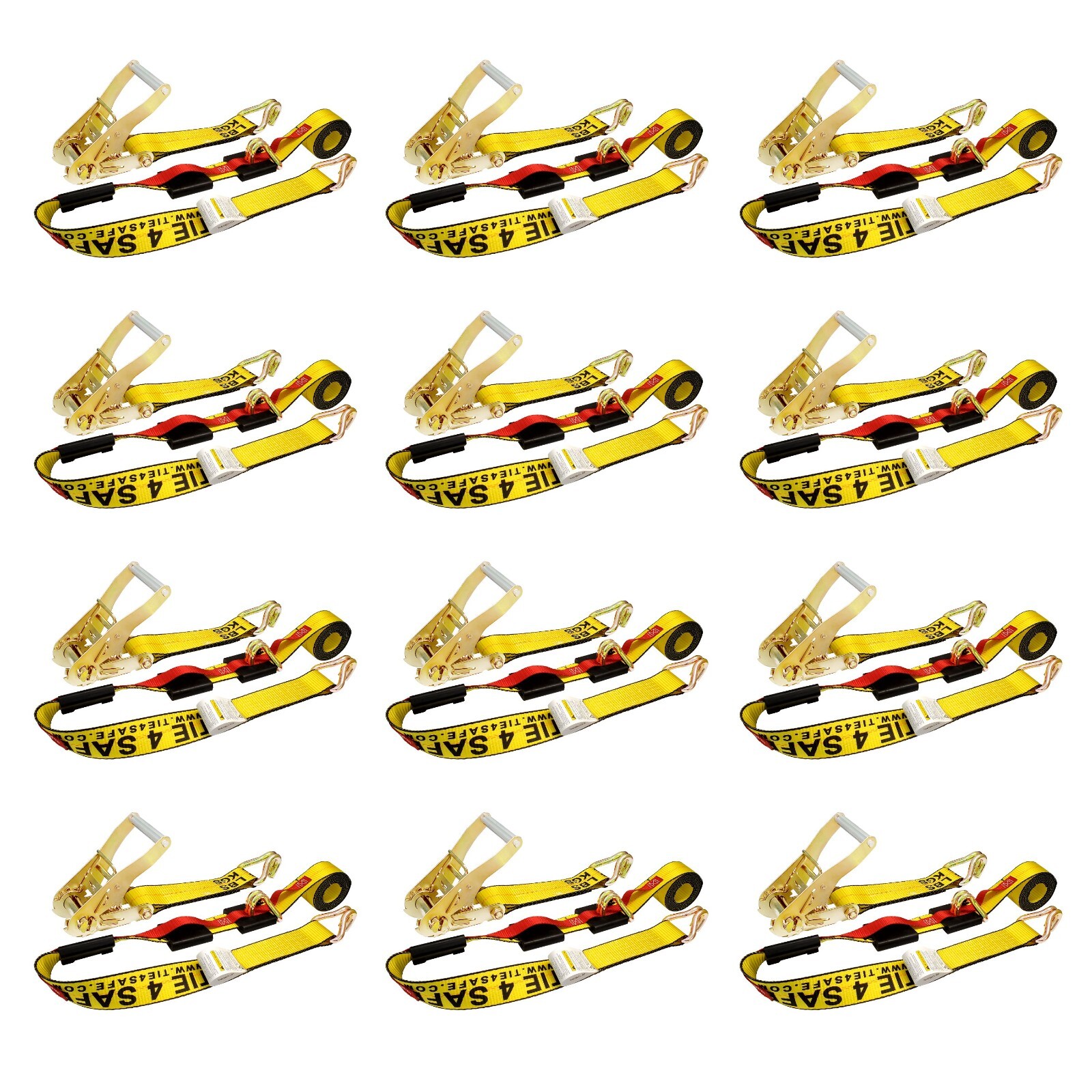 12 Pack 2" x 10' Over Tire Car Hauler Truck Trailer Auto Ratchet Tie Down Strap