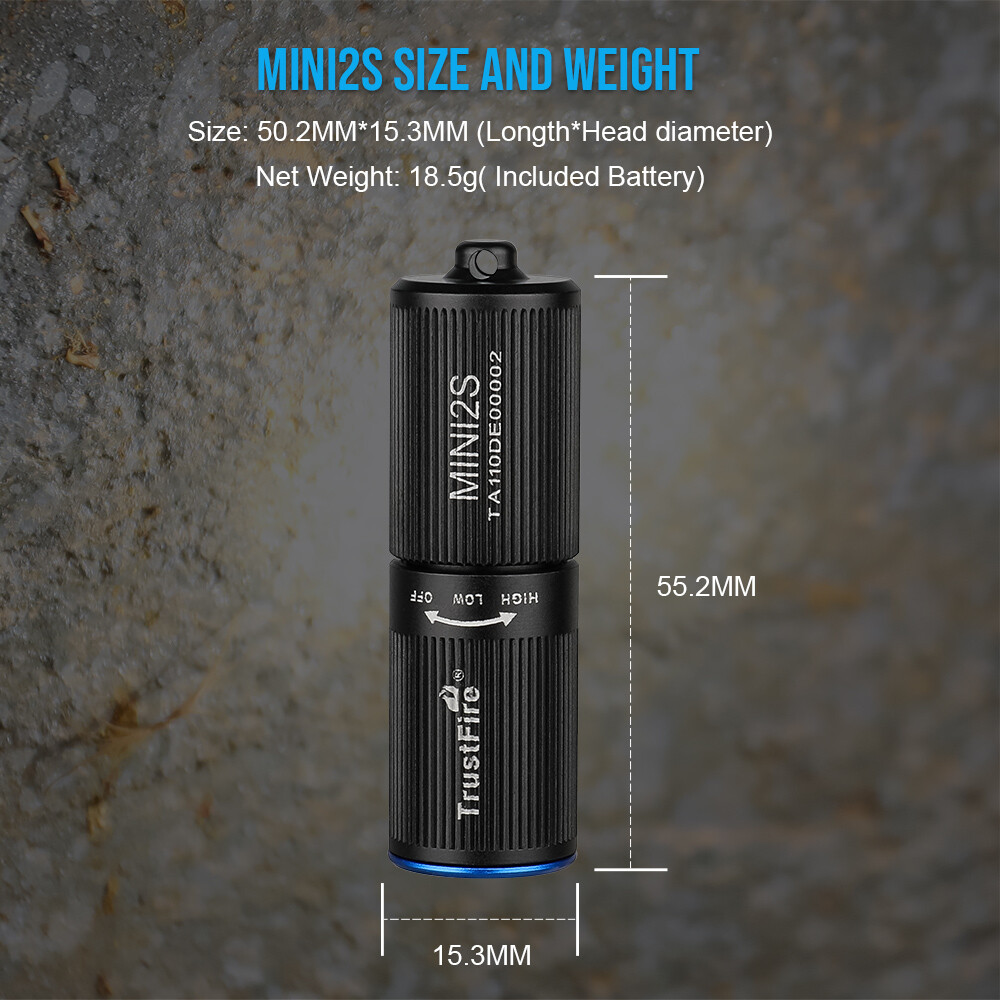 TrustFire Mini2s Keyring Mini Rechargeable LED Flashlight Torch Waterproof US