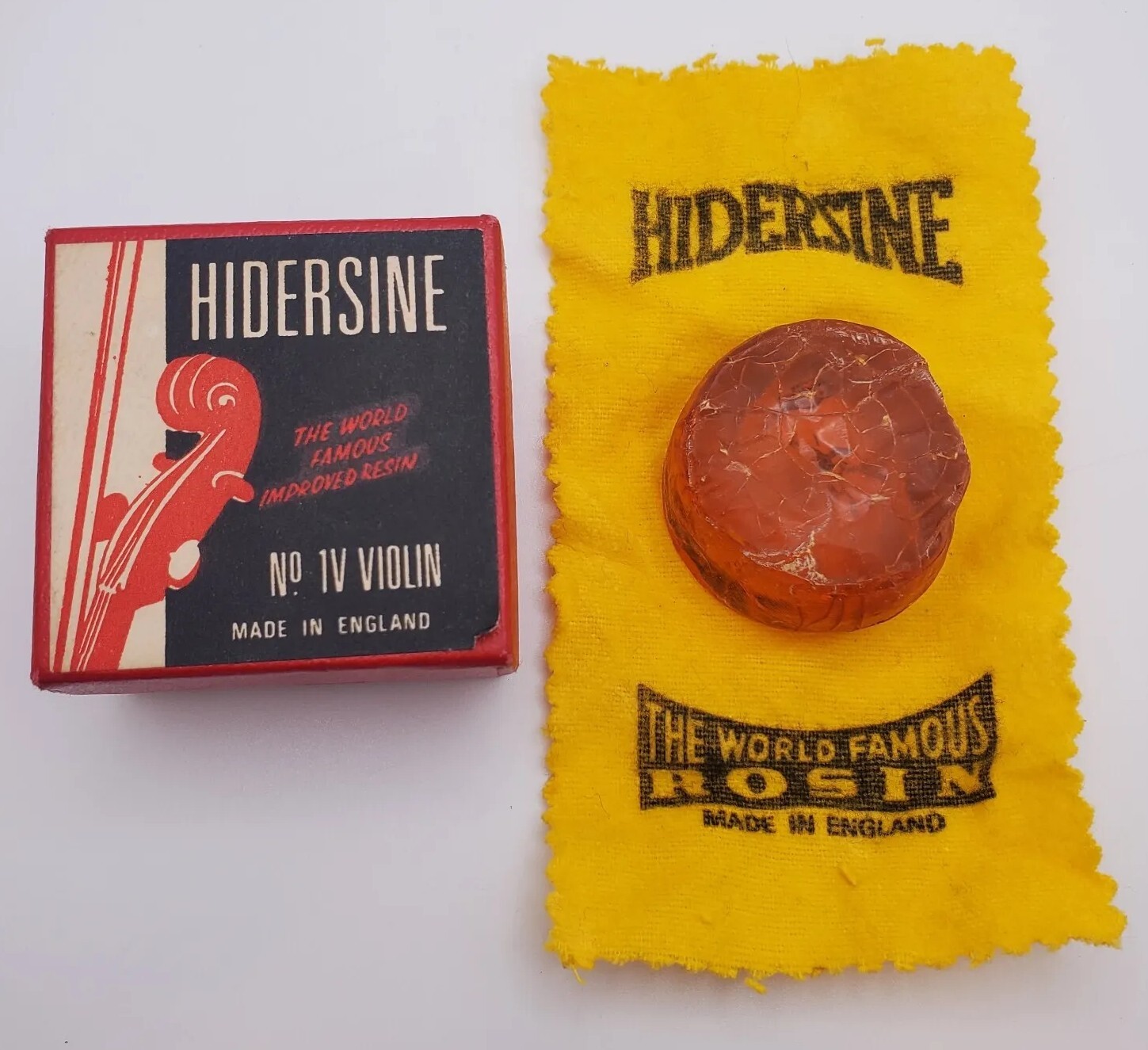 Vintage Hidersine No. 1V Violin Resin In Box Made In England World Famous Resin