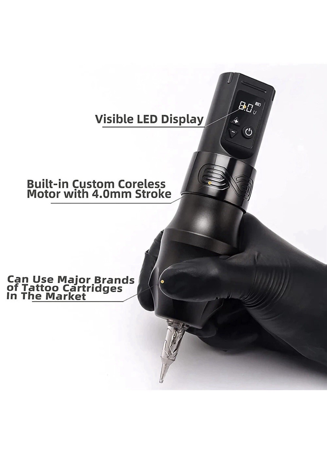 Xnet Vipera Tattoo Machine - Wireless Tattoo Gun - Black