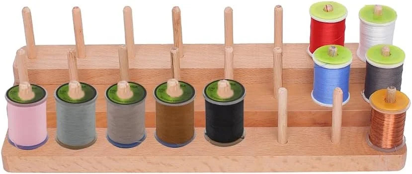 Wooden Fly Tying Thread Spool Stand,Spools Thread Holder Organizer for Tying Fly