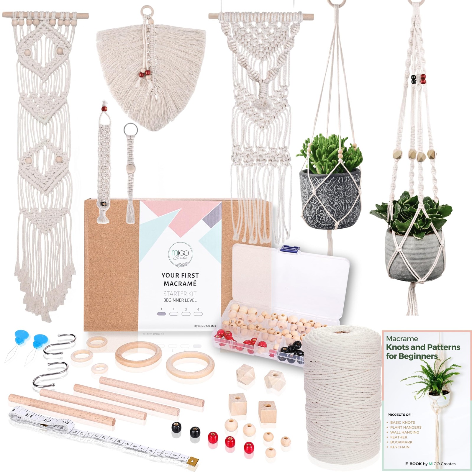 MIGO Creates Macrame Kits for Adults Beginners with 126 Small, E-Book Version