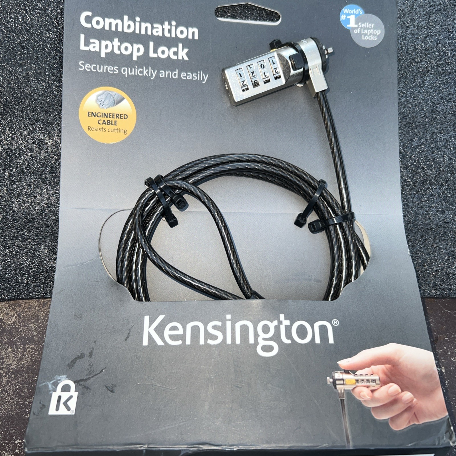 Kensington Combination Lock with Engineered Cable for Laptops and Notebooks