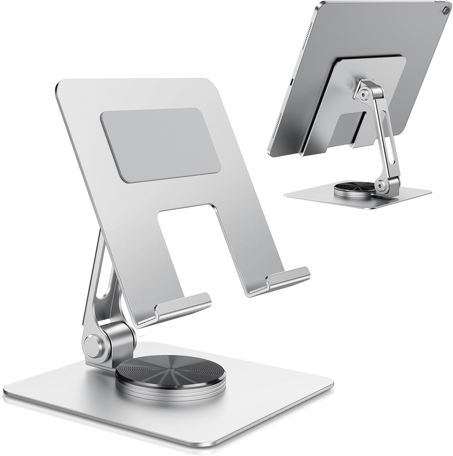 TIGRIS 360° Rotating Tablet Stand for Ipad, Adjustable Foldable Metal Desk Stand