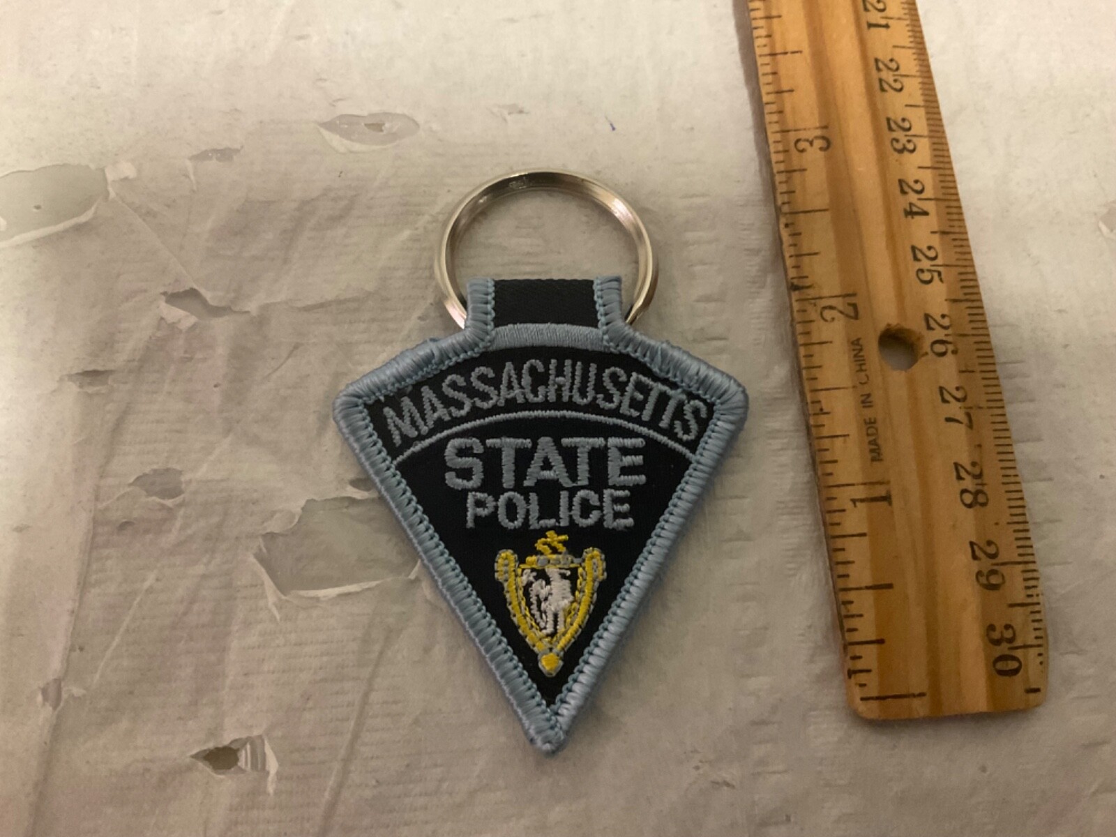 Massachusetts State Police Patch key chain.