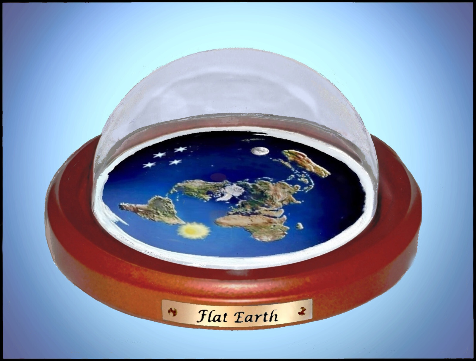 Flat Earth Map Dome Display Model - Sun Moon Stars
