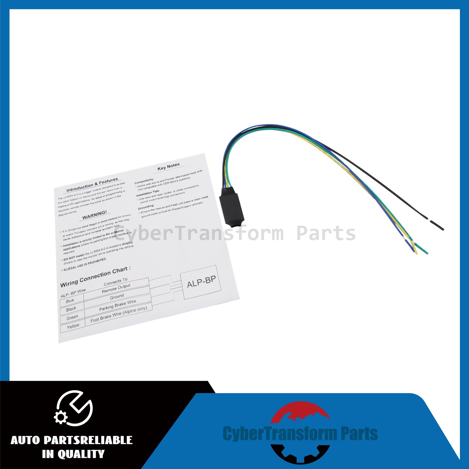 For Alpine ILX-W650 ILX-F309 ILX-F259 3 Video Parking Brake Bypass