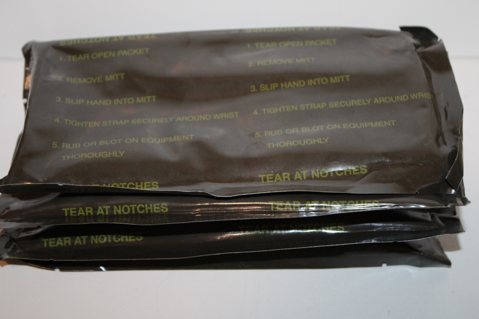 USGI 4 Pack M295 Decontamination Mitts Packets Factory Sealed