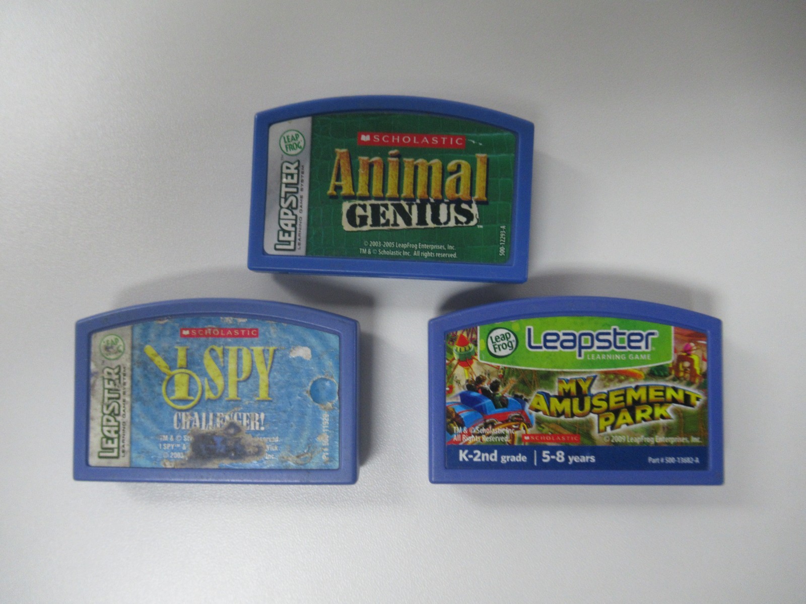 Lot of 3 Leapster Games Animal Genius I Spy My Amusement Park - Untested