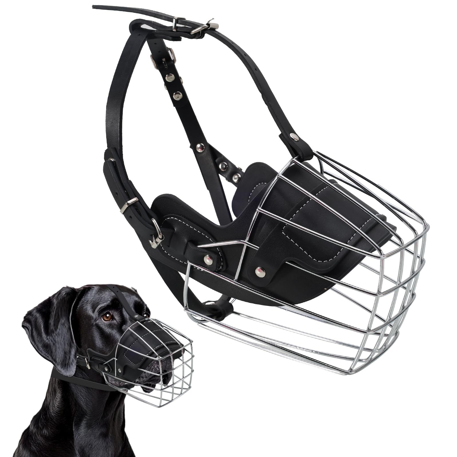 Extra Large Dog Muzzle Metal Basket Breathable Prevent Biting Great Dane