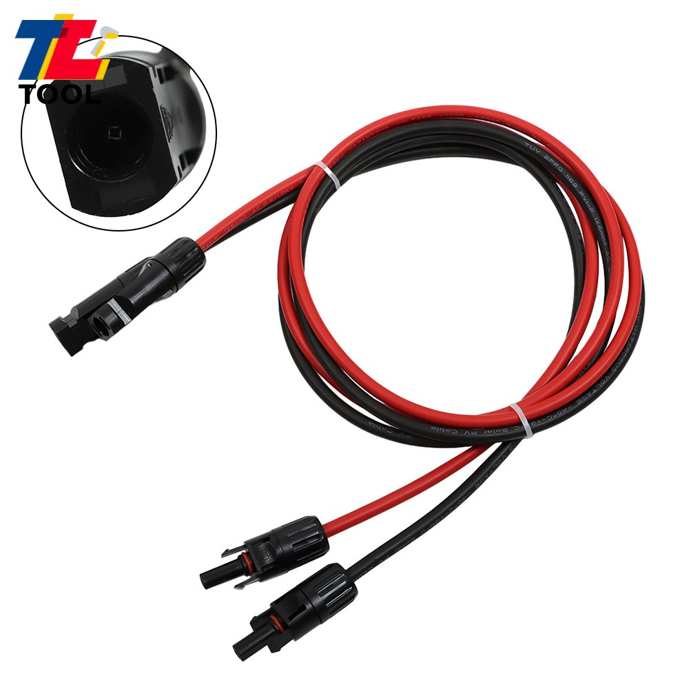 1 Pair 5ft 10AWG Black + Red Solar Panel Extension Cable Wire Connector