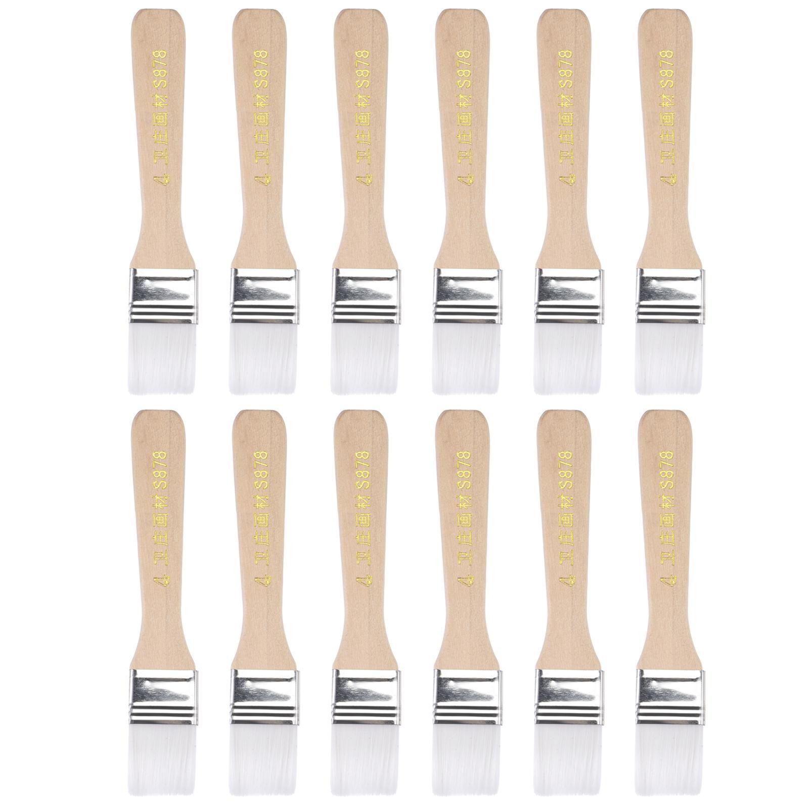 6" Paint Brush 1" Width Soft Nylon Bristle with Wood Handle White 12Pack