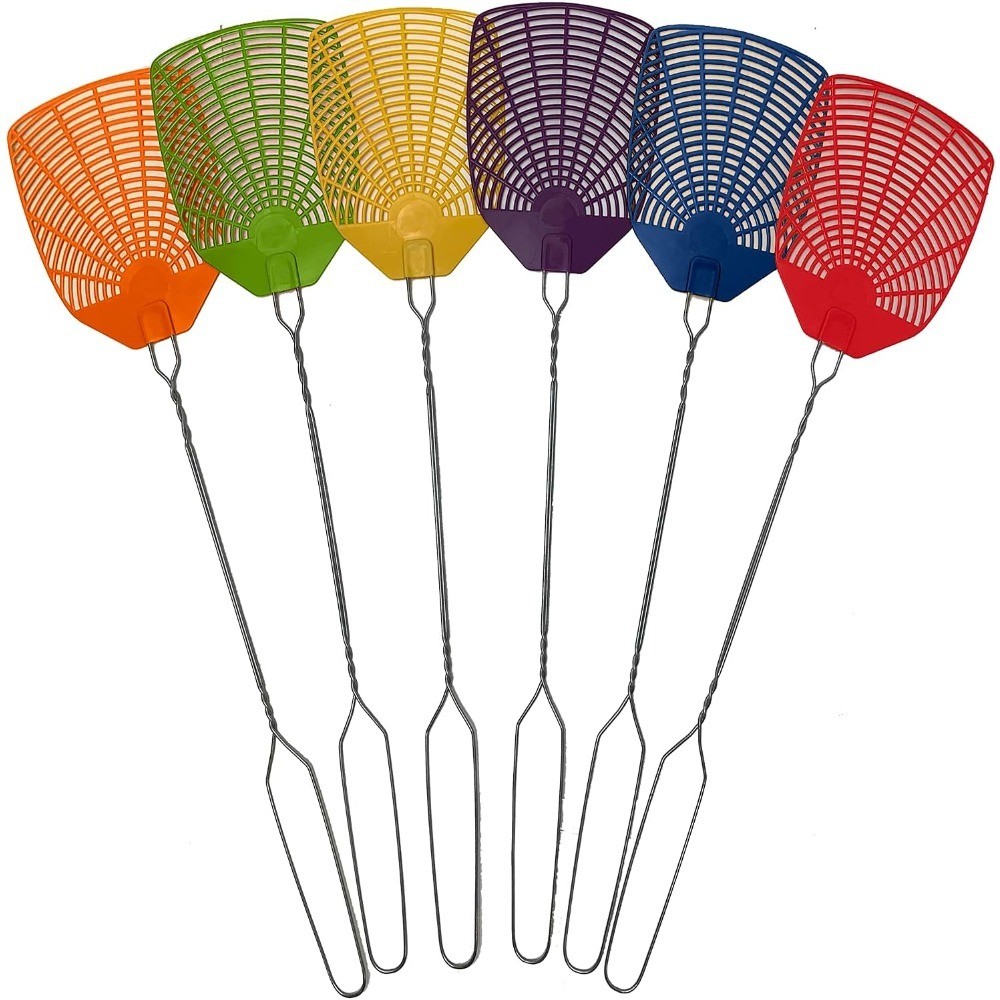 Indoor Outdoor Fly Swatter with Braided Metal Handle 6 Pack Bug Fly Swatters