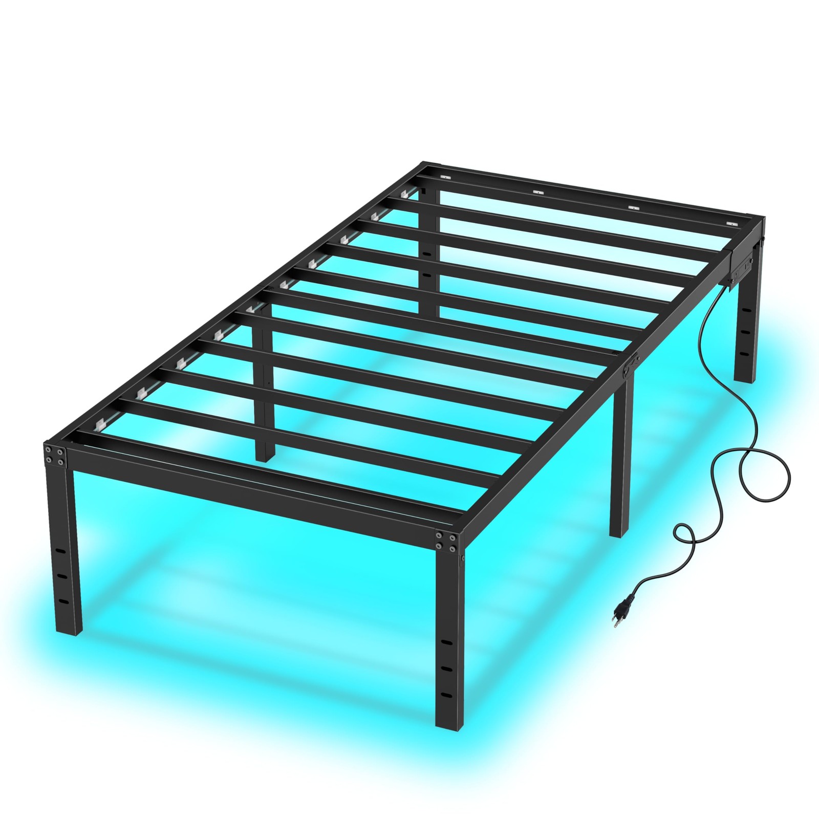Twin Bed Frames 14 Inch Platform Bed Frame with Large Storage Space,Black Bed Fr