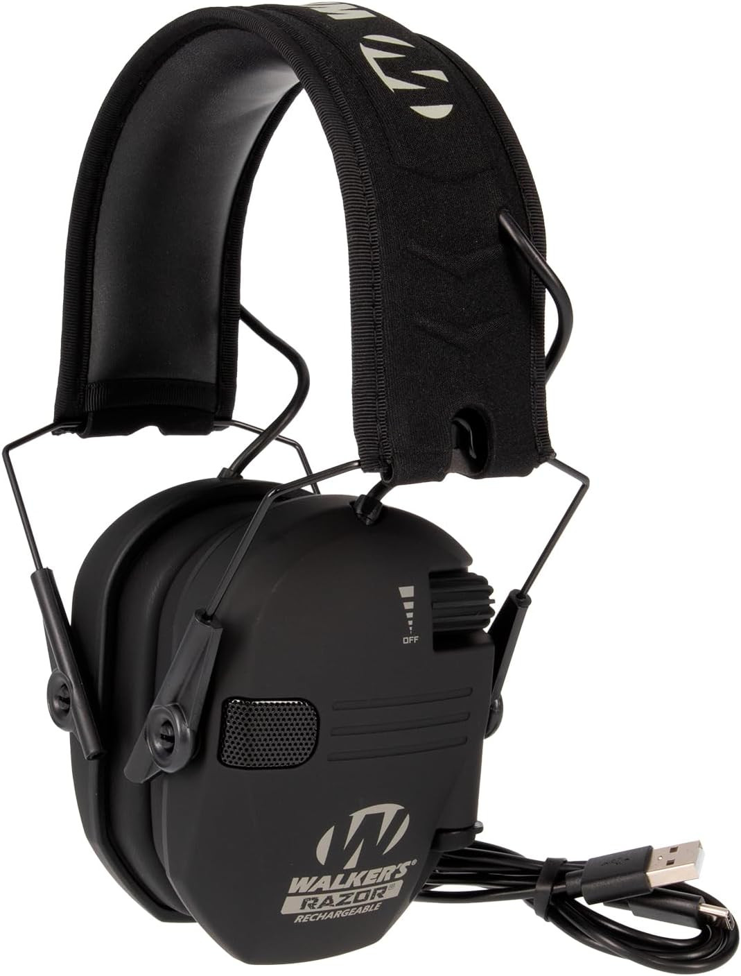 Rechargeable Shooting Earmuffs Noise Reduction 21dB USB-C 80H Battery Black