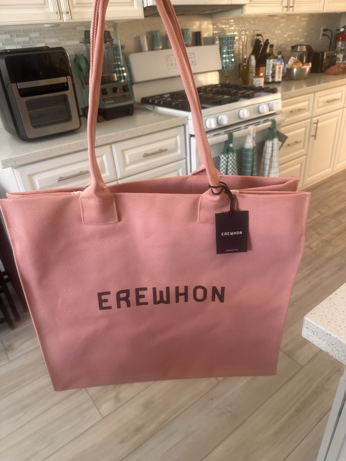100% Cotton Erewhon Traveler Tote Bag (NWT) in Pink Rose Tan SHIPS FREE Limited