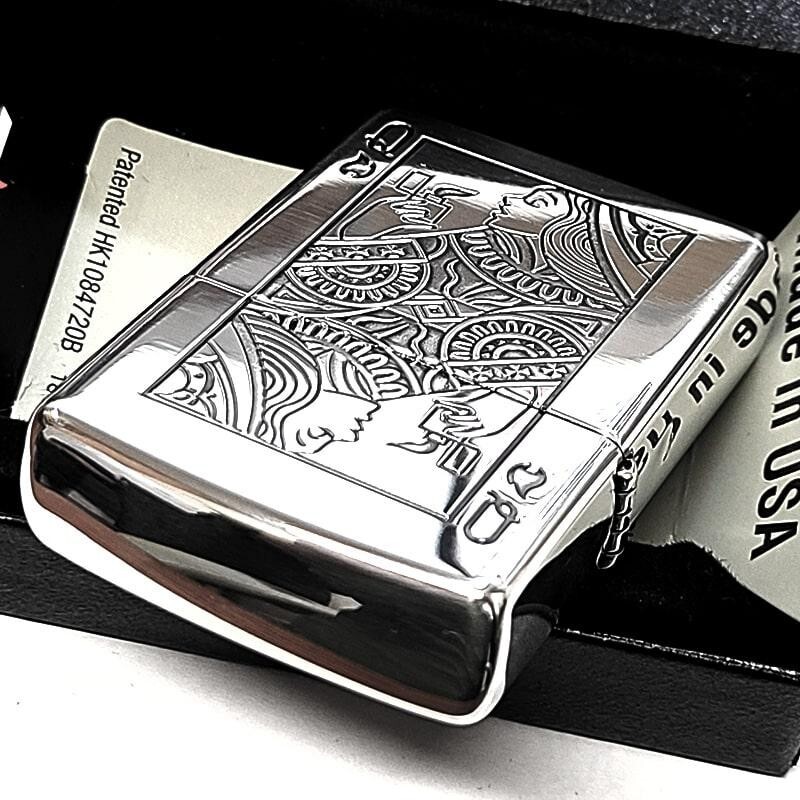 Zippo Playing Card Queen Windy Silver Sculpture Regular Lighter Japan