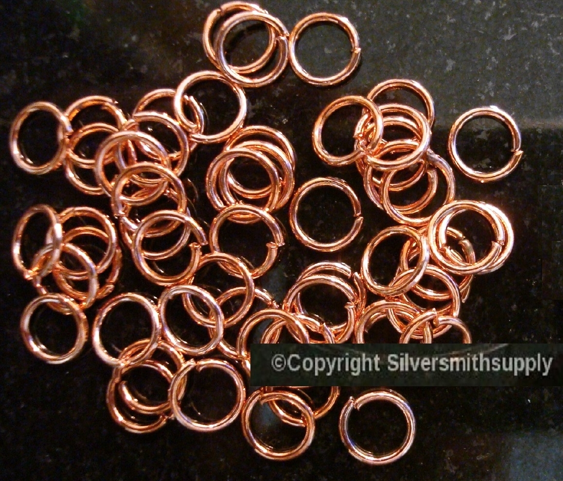 Dark Rose gold plated open jump rings 7mm dia. round wire  20 ga 50 pcs fpj086