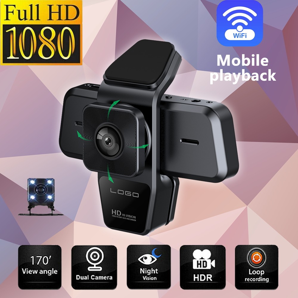 HD WiFi Dash Car DVR Camera W/ Rear View Night Vision Loop Recording G-Sensor