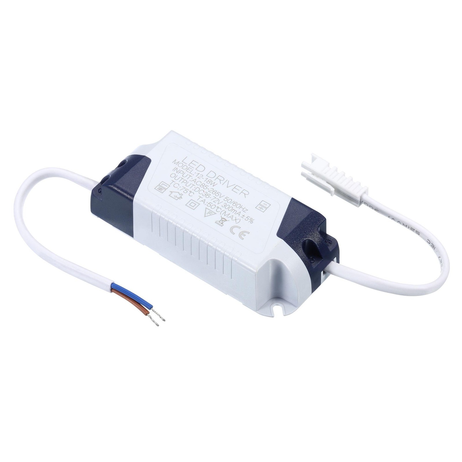 12-18W 300mA LED Driver, AC 85-265V Output 36-72V DC Male Connector Transformer