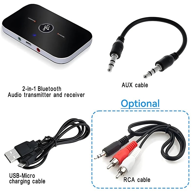 B6 2 in 1 Bluetooth 5.3 Audio Transmitter Receiver 3.5mm Aux Jack Rca USB Dongle