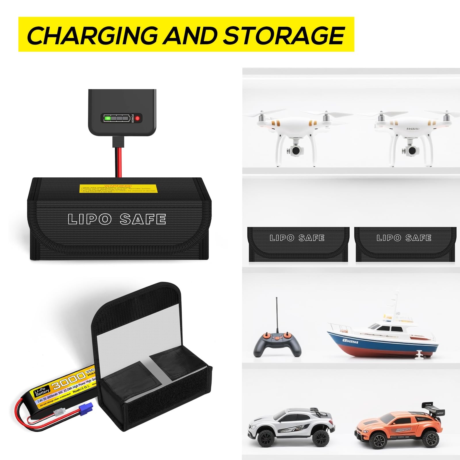 Lipo Battery Bag Fireproof Guard Safe Box Explosionproof Charging Case 2 PCS