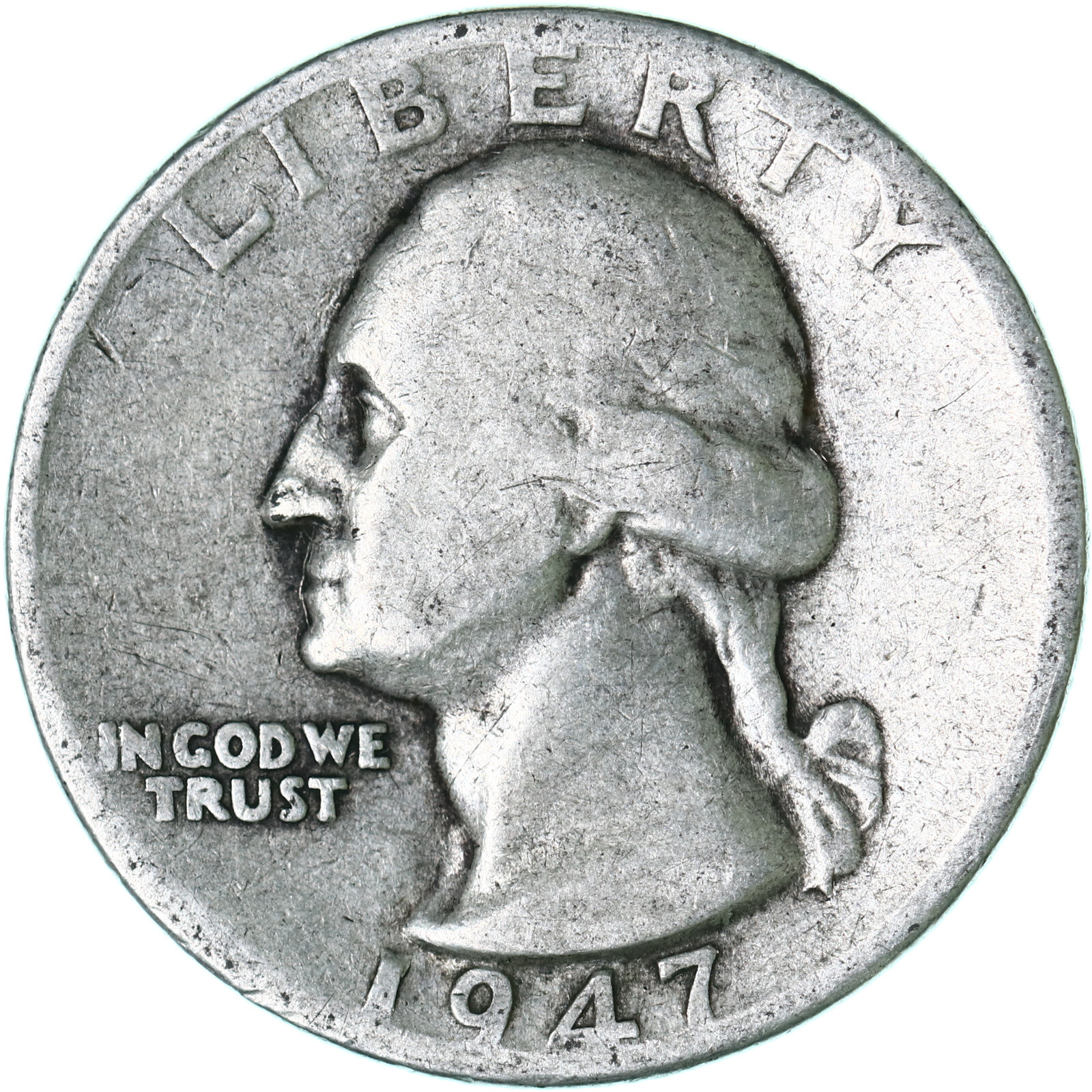 1947 D Washington Quarter 90% Silver Good GD