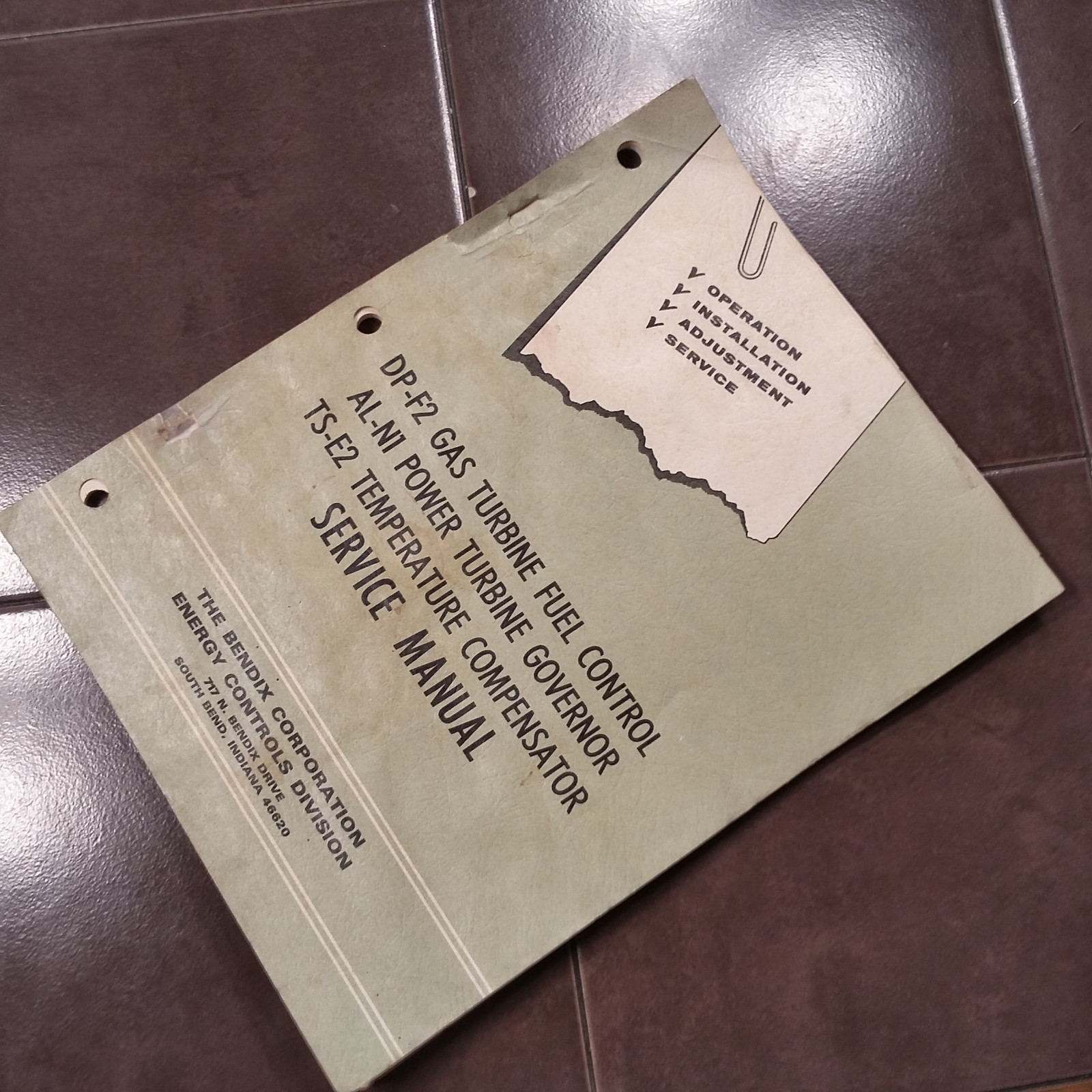 Bendix DP-F2 Fuel Control, AL-N1 Power Governor & TS-E2 Temp Service Manual