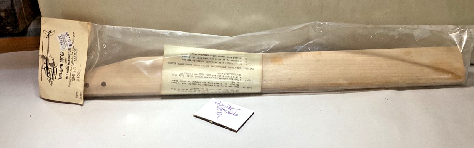 NOS vintage Yale Hobby #1069 RC Helicopter blades Tru-Spin Rotor