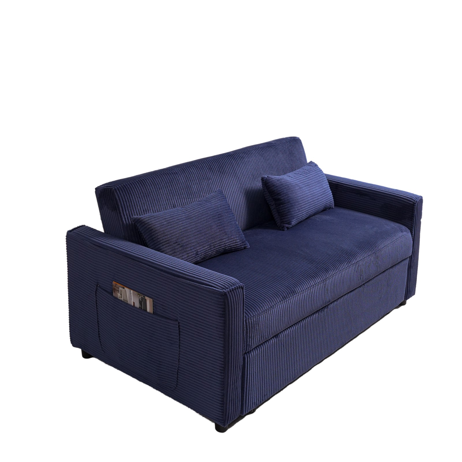 Futon Sofa Bed,3-in-1 Multi-Functional Corduroy Sleeper Couch Pull-Out Bed,Adjus
