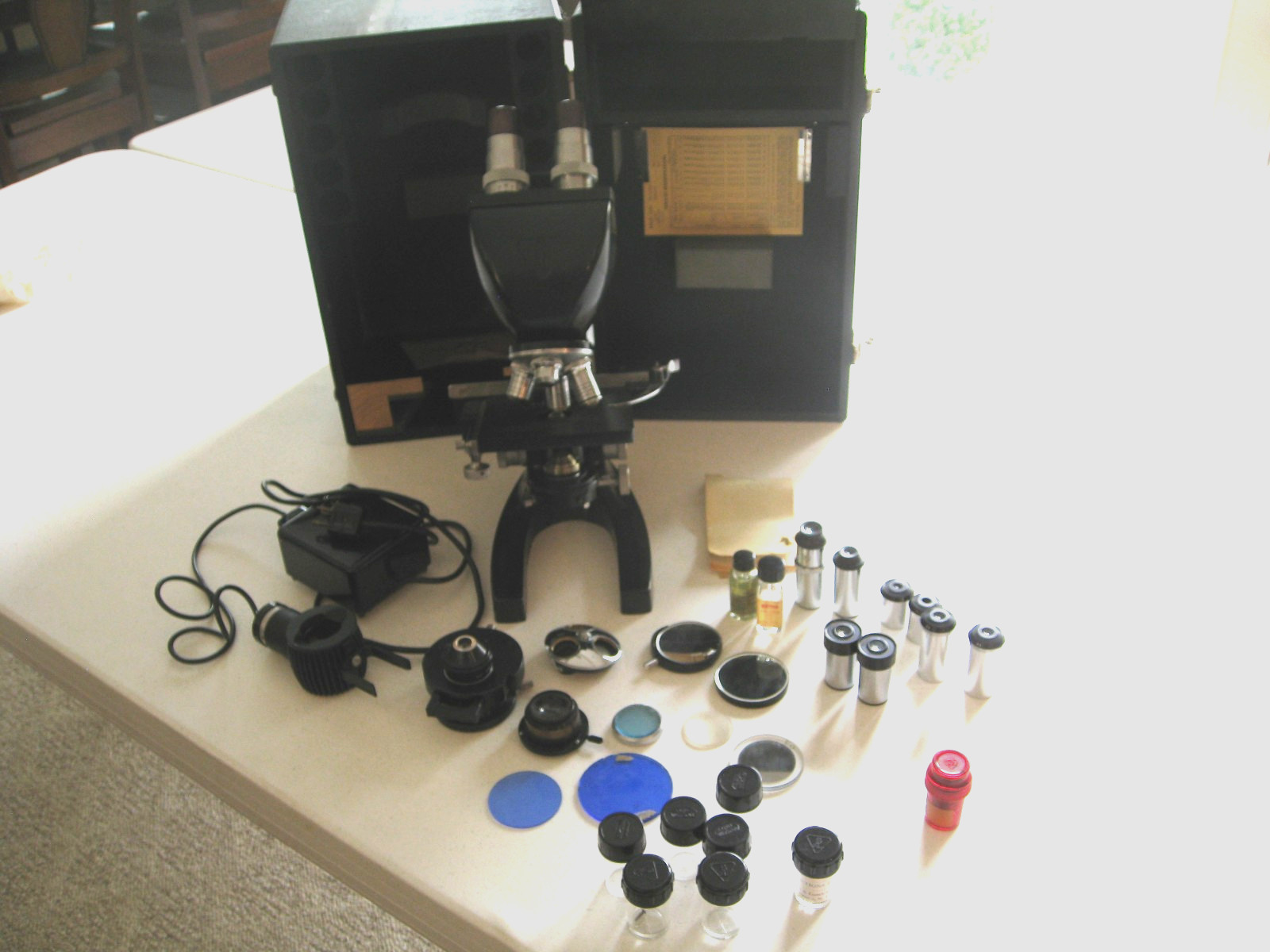 Vintage Bausch & Lomb Stereo Binocular Microscope 4 OBJECTIVES & ILLUMINATOR