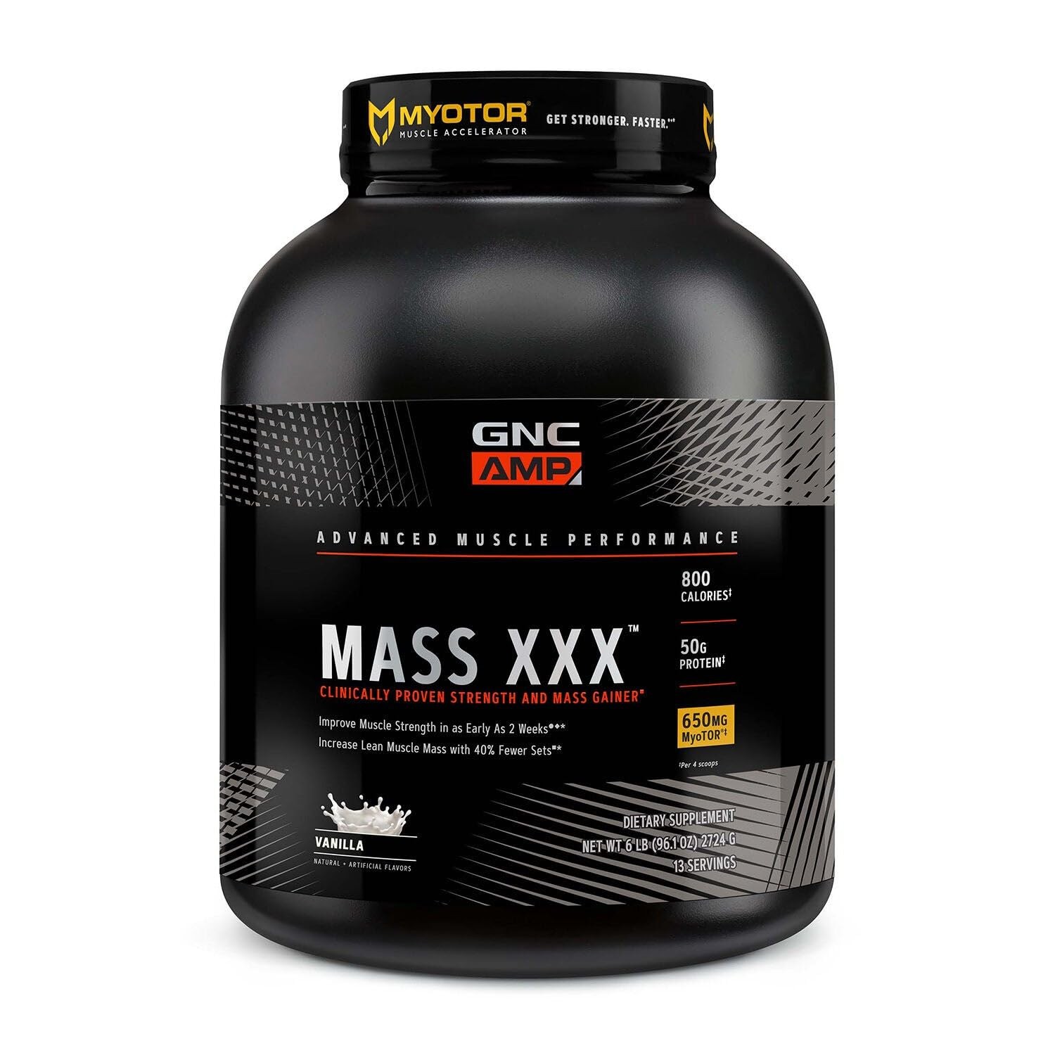 GNC AMP Mass XXX, Mass Gainer, Vanilla, 13 Servings, 6 Pounds Exp 08/27