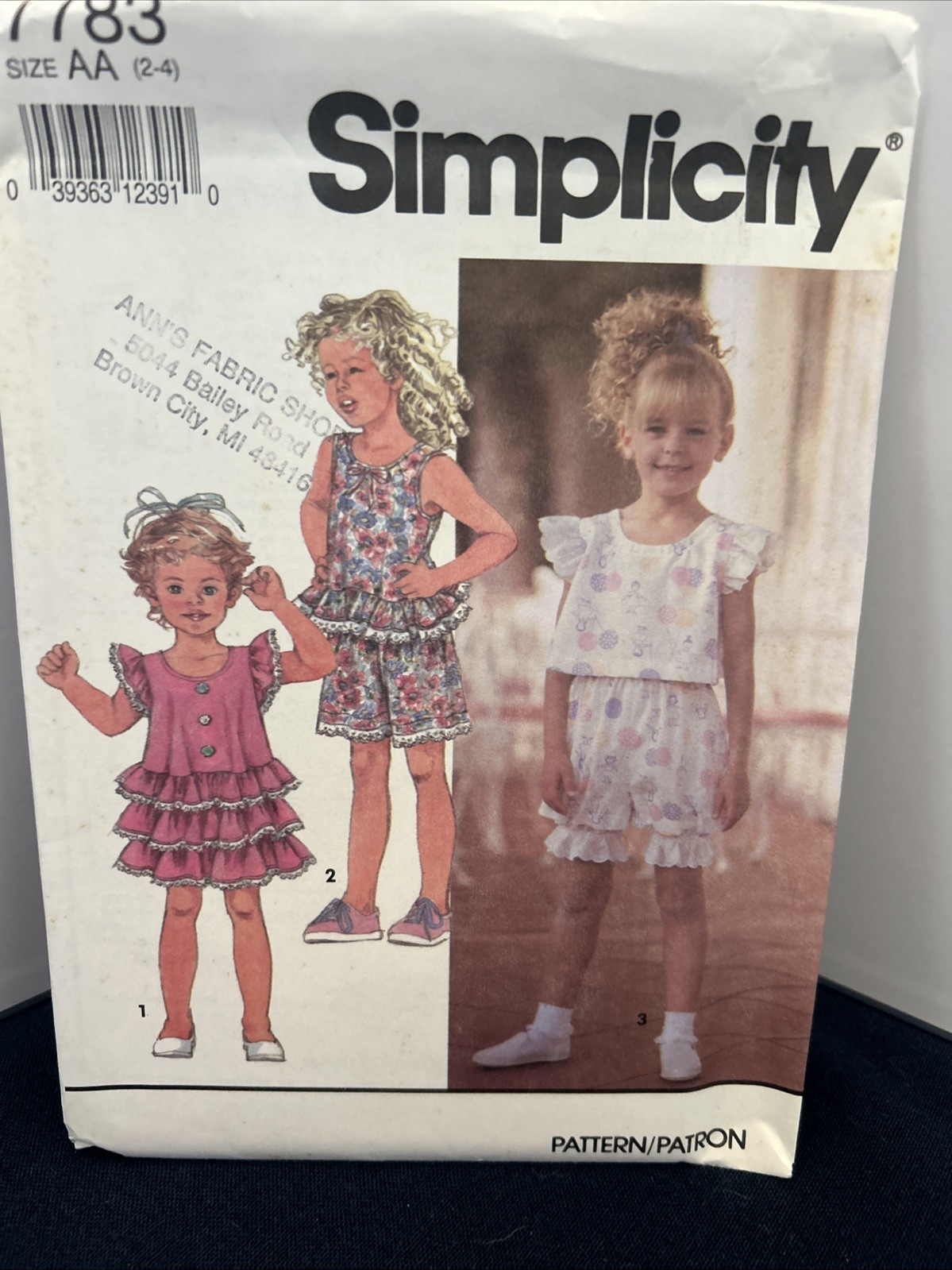 1990's Simplicity Child's Top,Skirt,Shorts Pattern 7783 Size 2-4 UNCUT