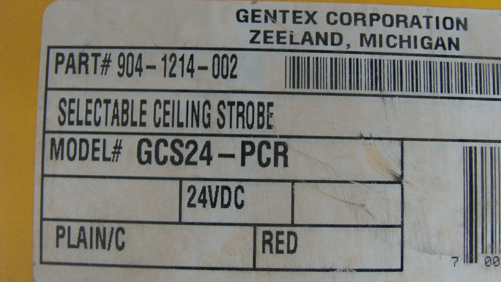 GENTEX GCS24-PCR CEILING STROBE SELECTABLE 24VDC RED NEW NOS
