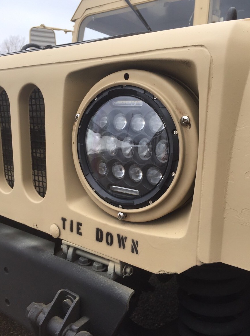 Military M998 Humvee Headlights PAIR LED Black Bezel Head Light Plug & Play H1