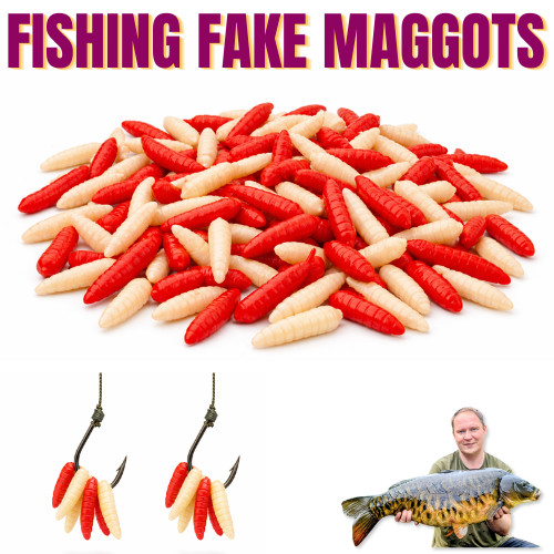 Fake Maggots Red White Fishing Worms Maggot Carp Hair Rigs Tench Mix Maggots- UK