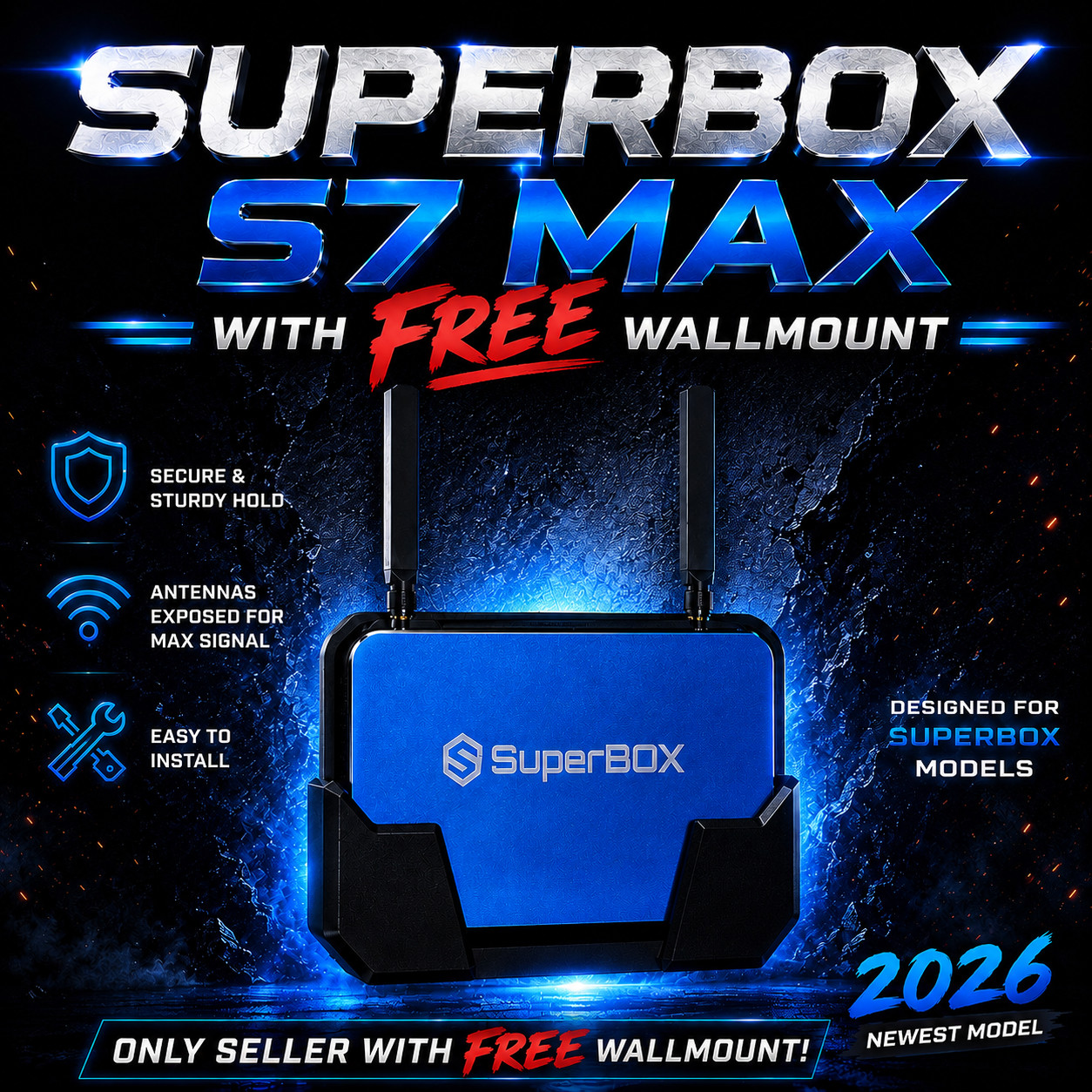 🔥SUPERBOX S7 MAX WITH 💥FREE WALL MOUNT! 💥FREE 2ND DAY AIR SHIPPING! ✈️