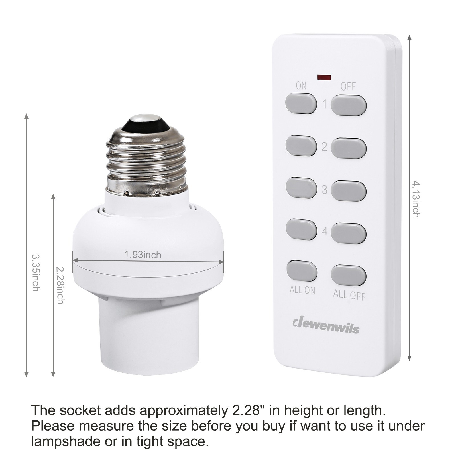 DEWENWILS Remote Control Lamp Socket E26/E27 Bulb Base Wireless Light Switch Kit