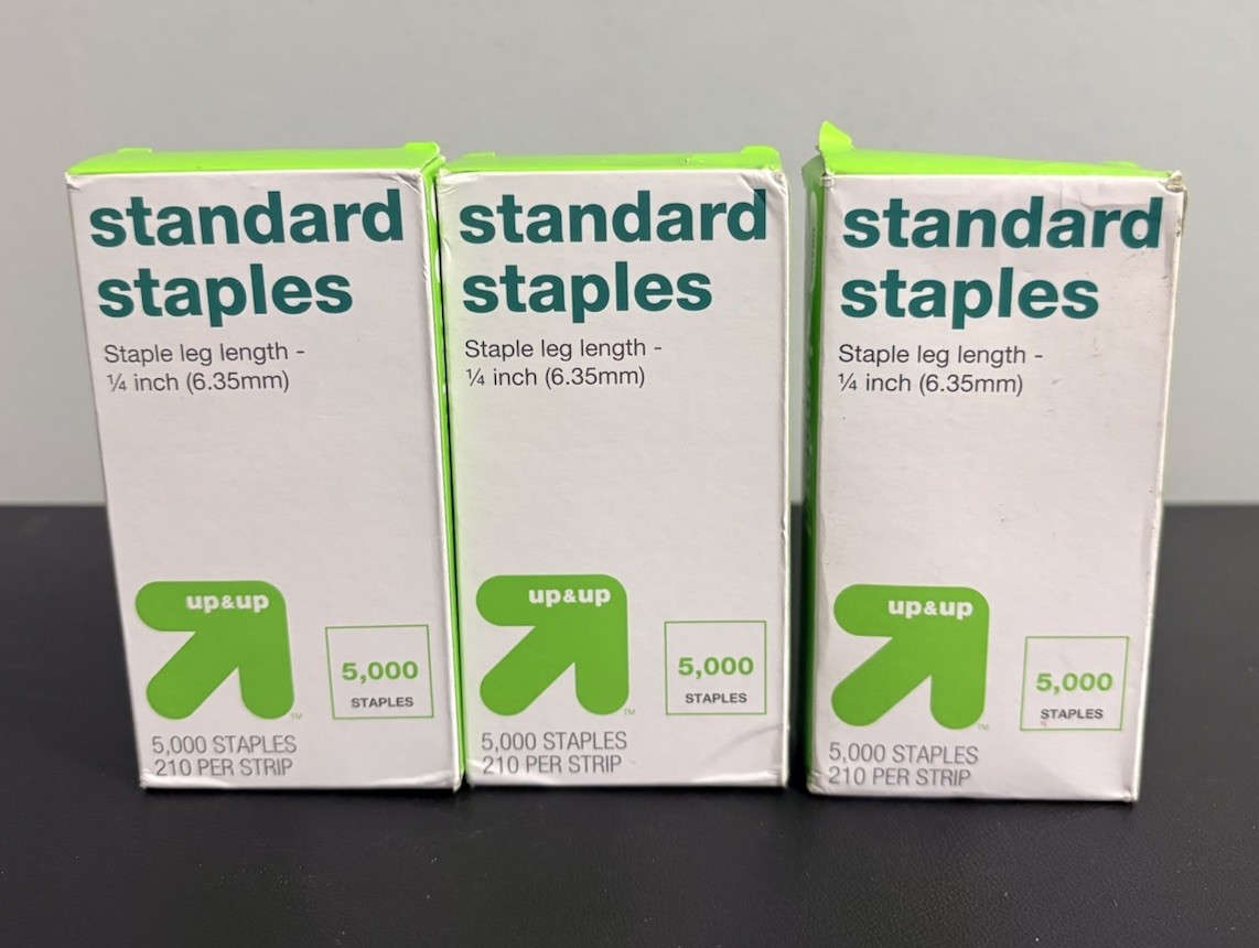 Up & Up 3 Boxes of 5,000 Standard Staples Each (15,000 Total Staples) NEW