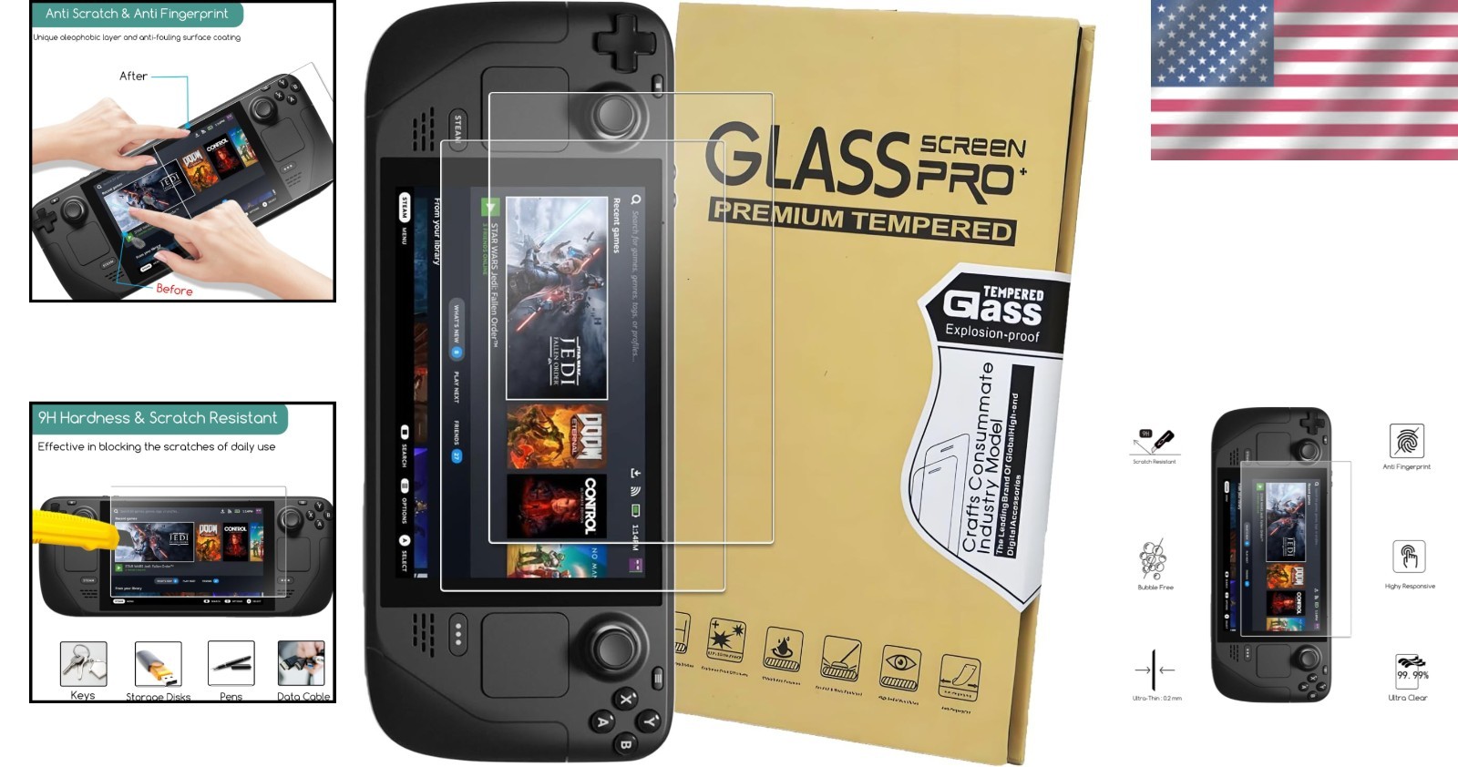 2 Pack] Tempered Glass Screen Protector Designed for Steam Deck OLED 7.4'' 20...