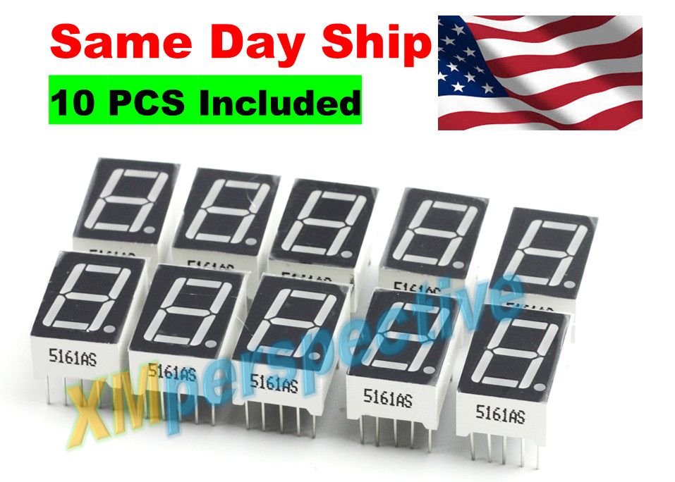 10 Pcs 7 segment Common Cathode 1 Bit Digital Tube 0.56"  Red LED Display