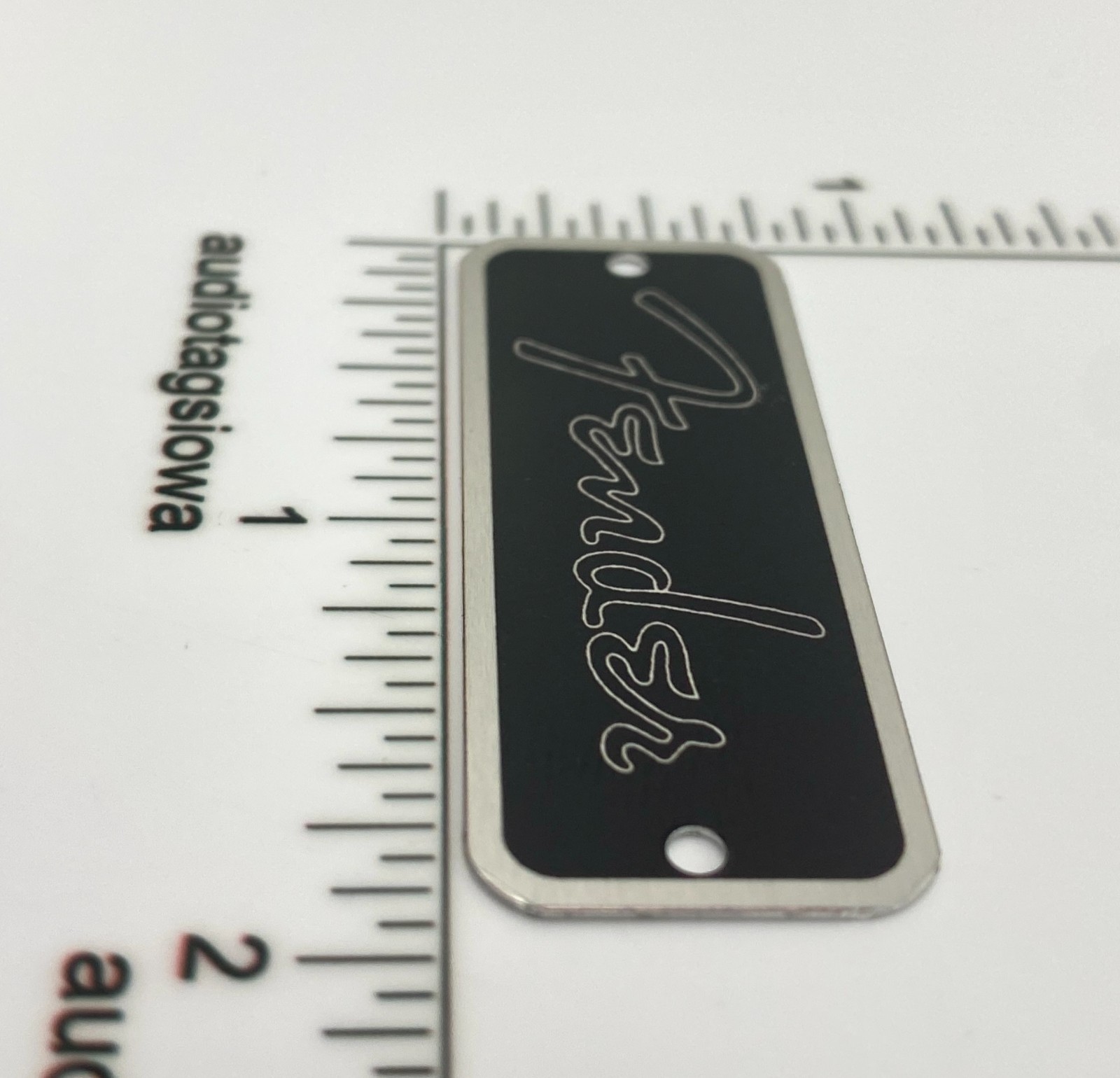Fender Spaghetti Logo for Case Badge Custom Made Black/Silver Aluminum
