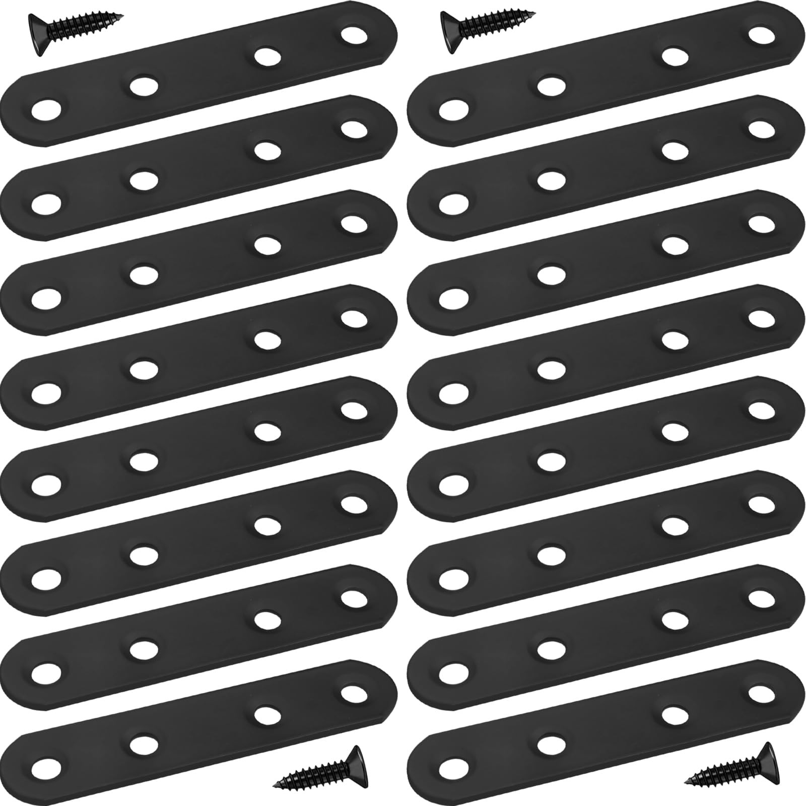 16 Pack 3 inch Black Flat Bracket Straight Brace 16 Pcs / 3 x 0.63 in,