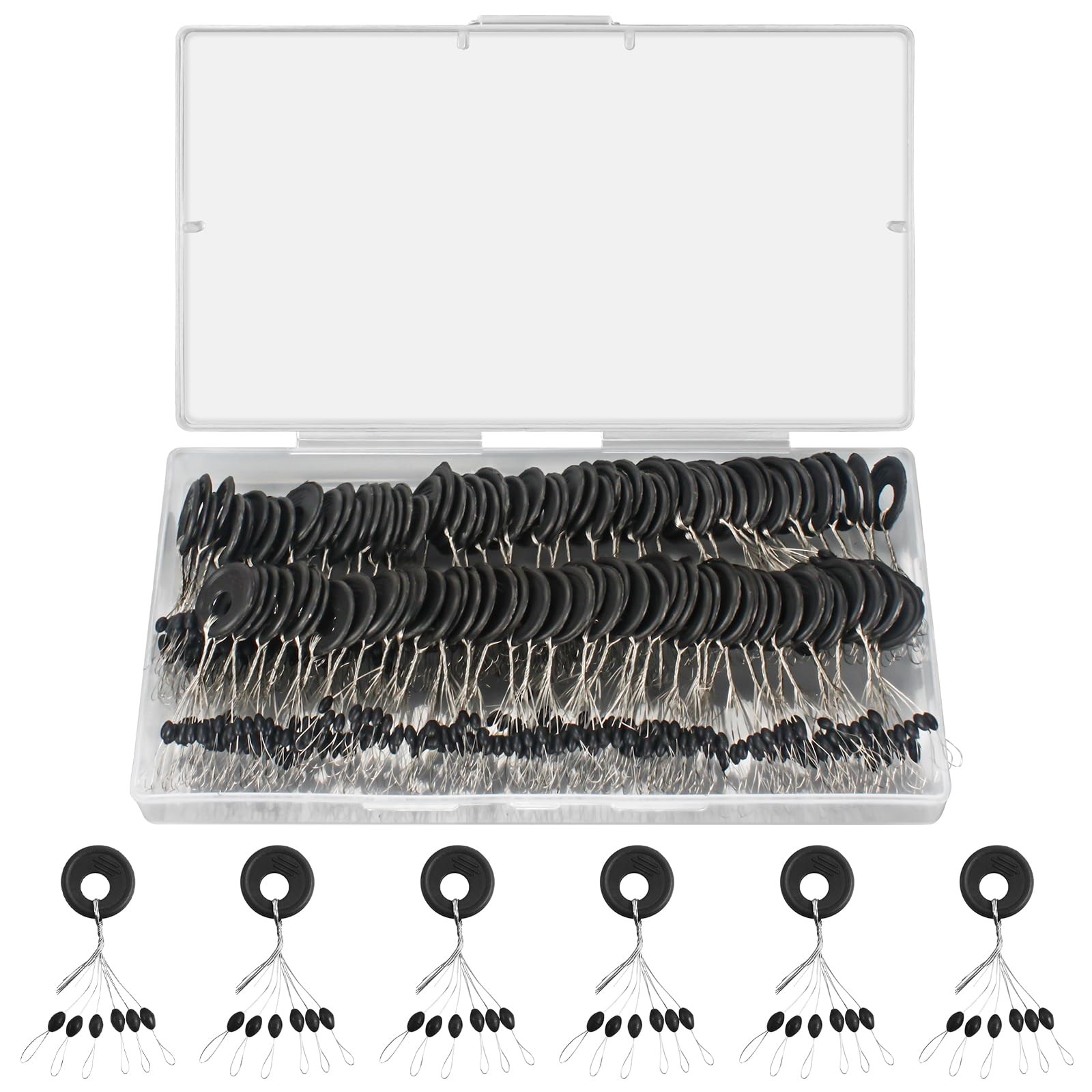 600 Pieces Fishing Bobber Stopper, Rubber Bobber Stops for Fishing Line, 6 in...