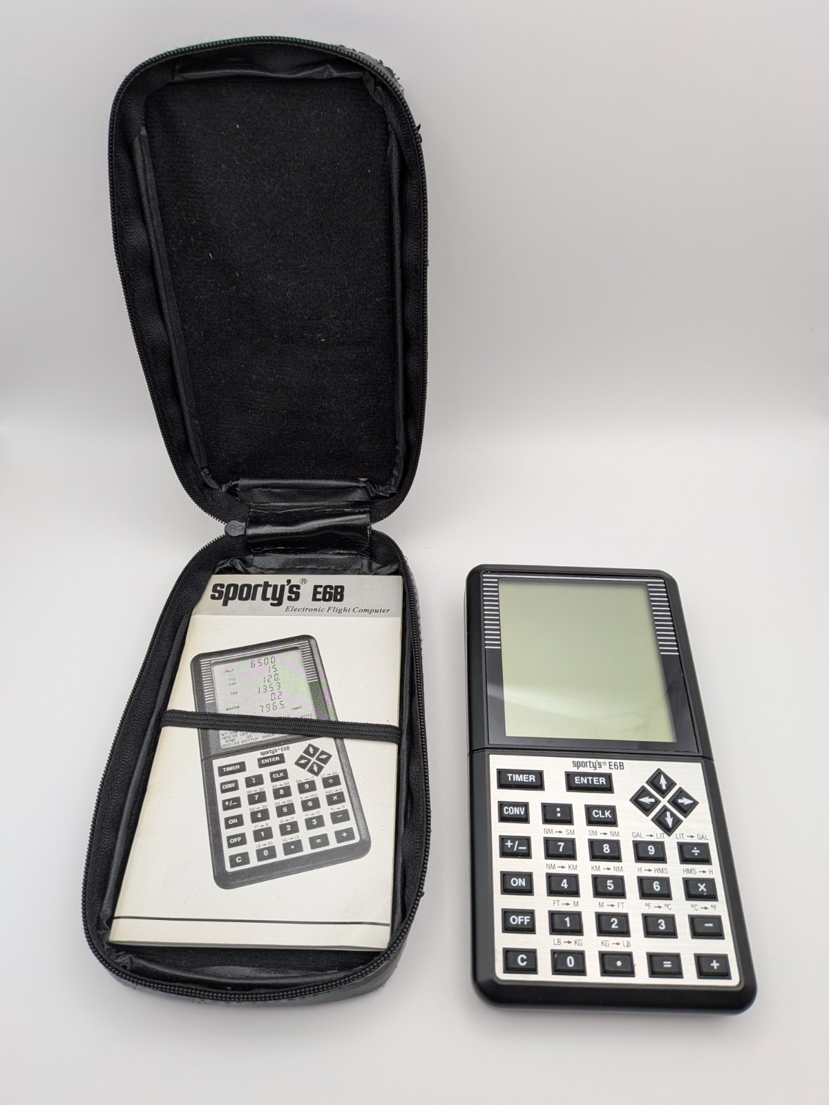 Sporty's E6B Electronic Flight Computer w/ Case & Manual - Untested/Parts