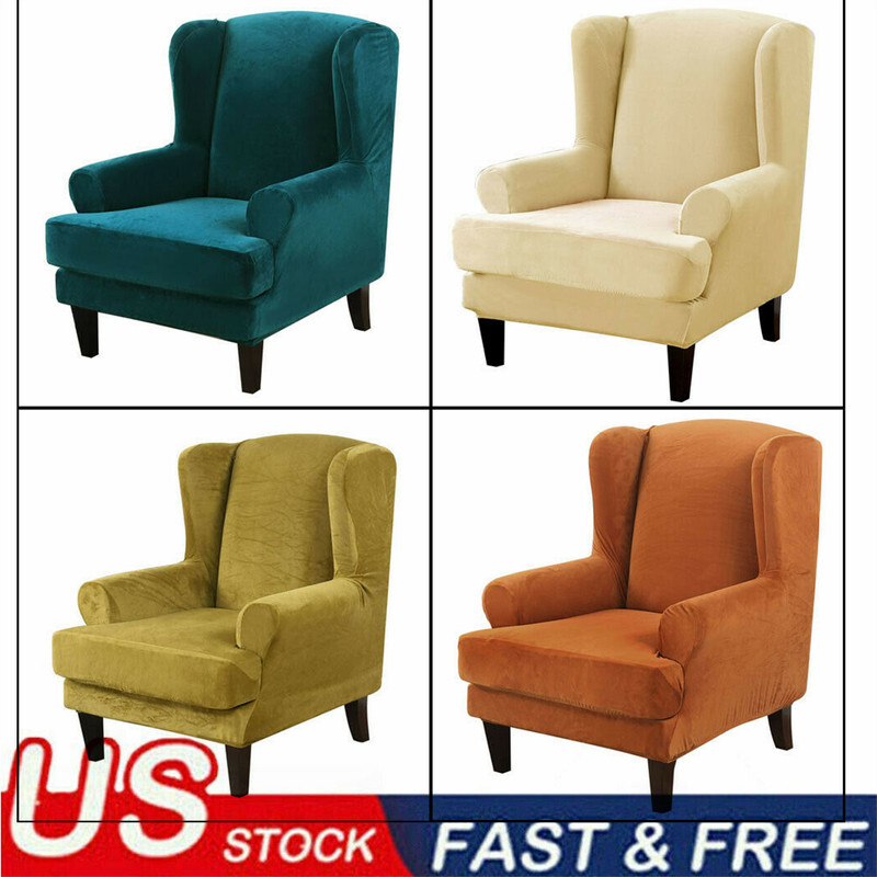 Wingback Chair Cover 2-Pieces Stretch Armchair Sofa Slipcover Wing Chair Covers