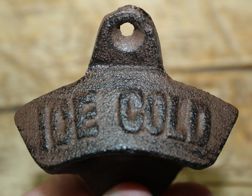 25 Rustic Cast Iron ICE COLD Vintage Style Wall Mount Beer Bottle Open Here