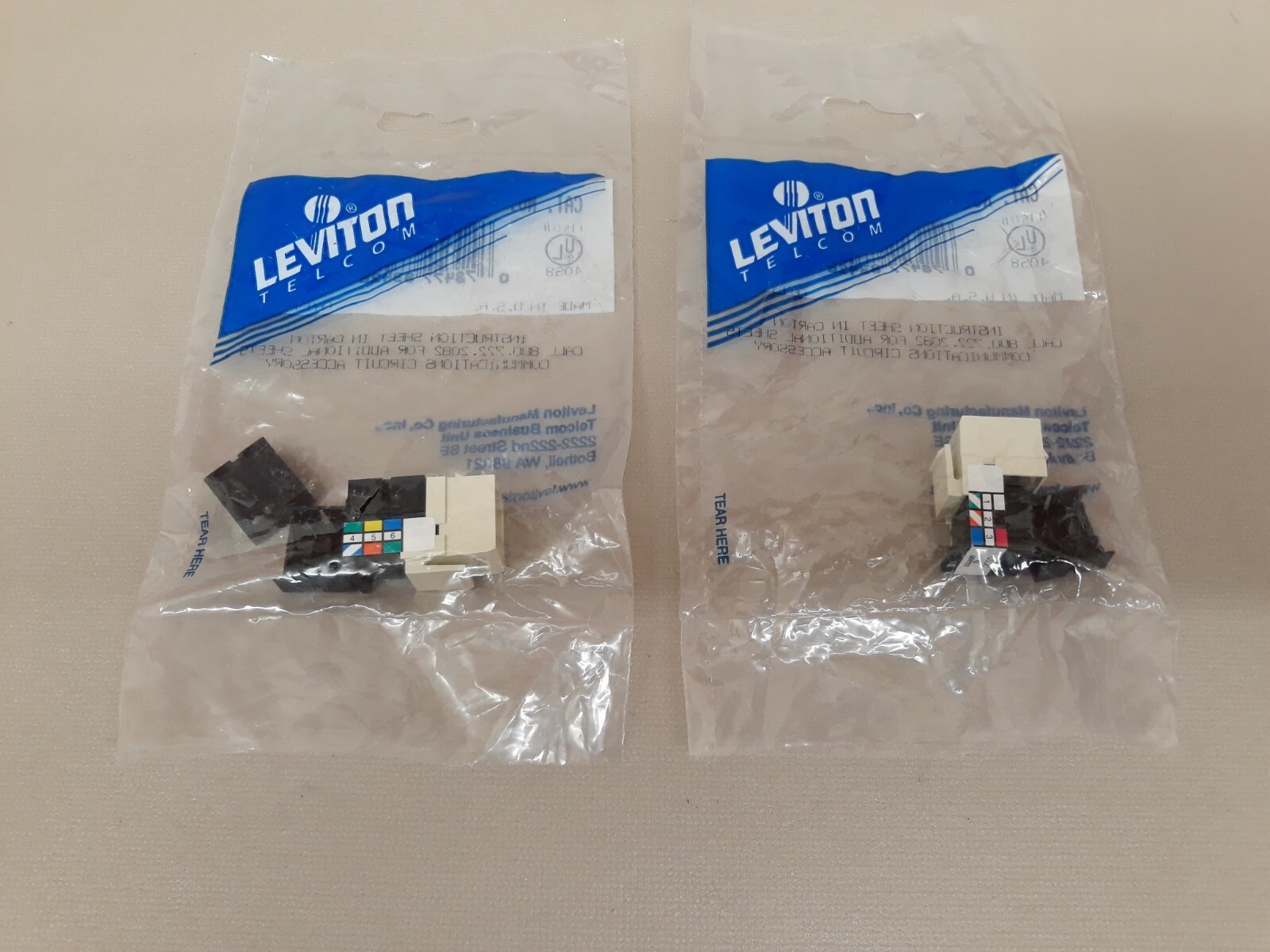 Lot of 2 - Leviton Voice Grade Quickport Phone RJ-11 Connector 41106-RA6 NEW